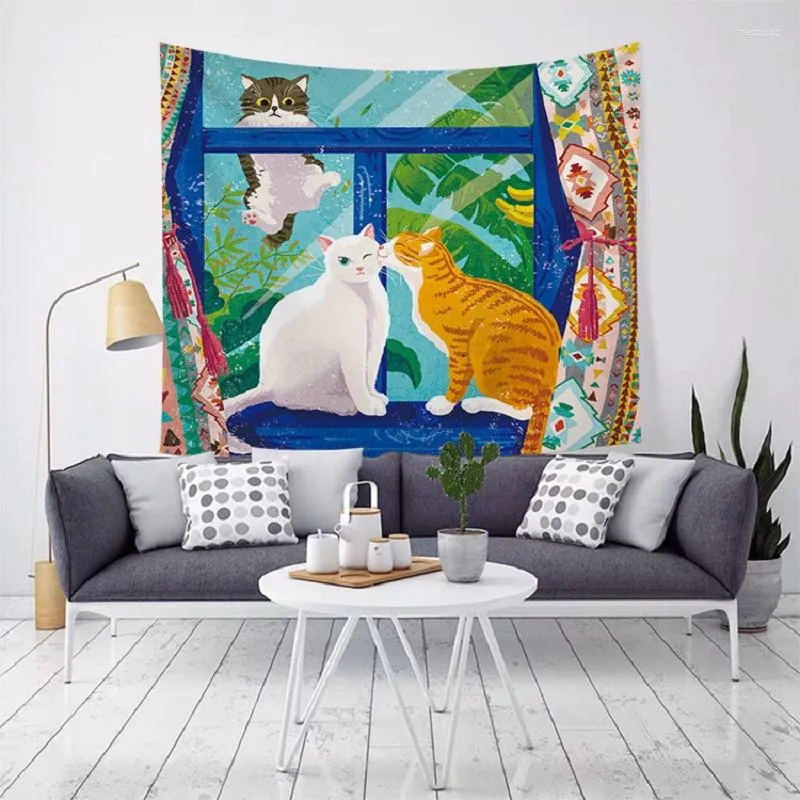 Tapestries Tapestry Nordic Cartoon Ins Hanging Cloth Background Dormitory Renovation Bedroom Bedside Wall Blanket Decorative Decoration