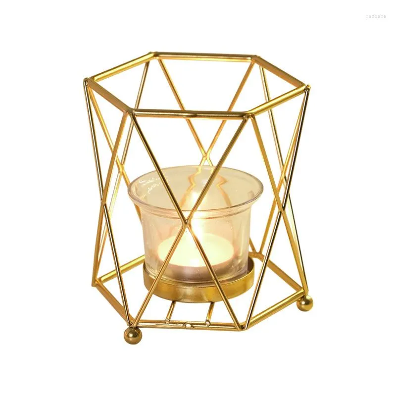 Candle Holders Nordic Golden Iron Candlestick Romantic Cup Table