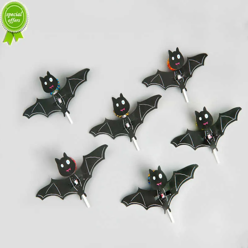 Nuovo 20pcs Halloween Candy Lollipop Decorazione Pipistrello di carta Titolari di carte Lollipop Decorazione per feste di Halloween Forniture Regalo di compleanno per bambini