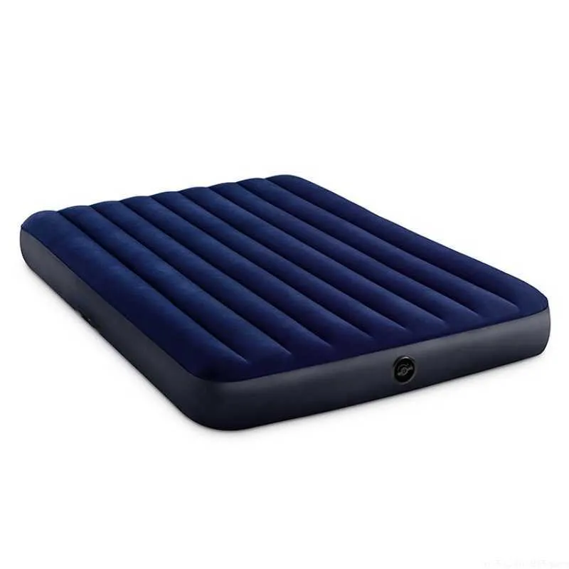 Airbed household outdoor single double air bed plus-sized thickened blue folding inflatable convenient mattress newHKD230621