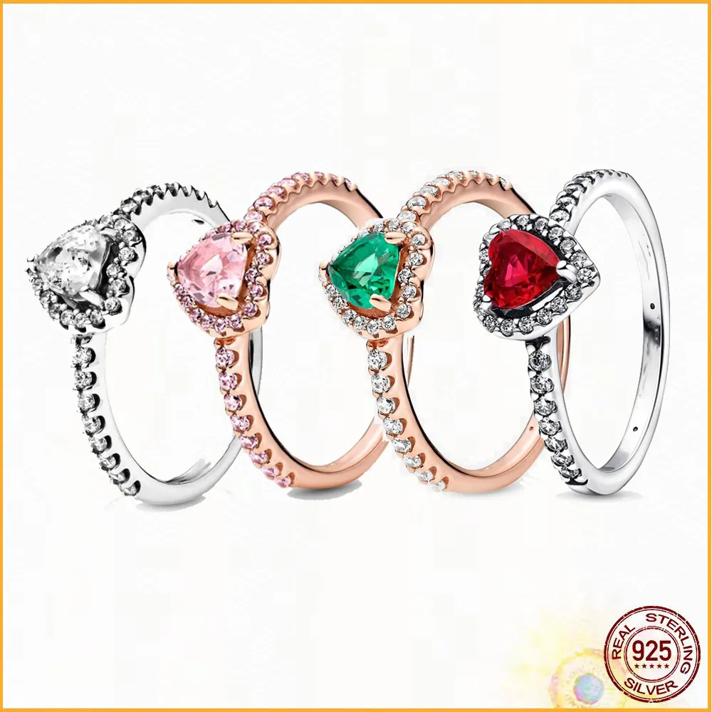 Multi Color Love Ring Ny 925 Sterling Silver Series of Pandora Rings for Women Jubileumsgåvor smycken gratis frakt