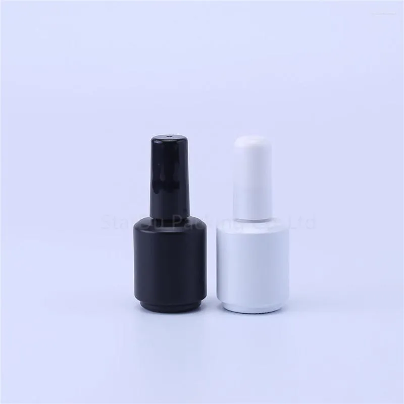 Storage Bottles 12pcs/lot 15ml Empty Black Nail Polish Bottle &Small Brush Art Container Glass Oil