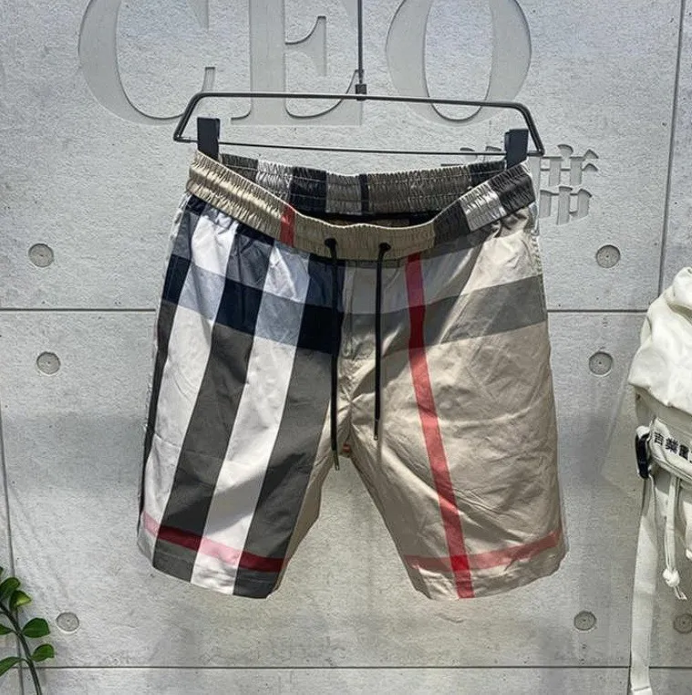 2023 Men's summer new quick drying Beachwear sports casual pants simple contrast color work clothes tartan pants