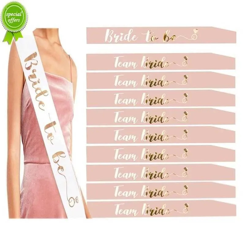 Ny bröllopsdekorteam Brud att vara satin Sash Bridal Shower Veil Bridesmaid Gift Bachelorette Party Hen Night Decorations Supplies