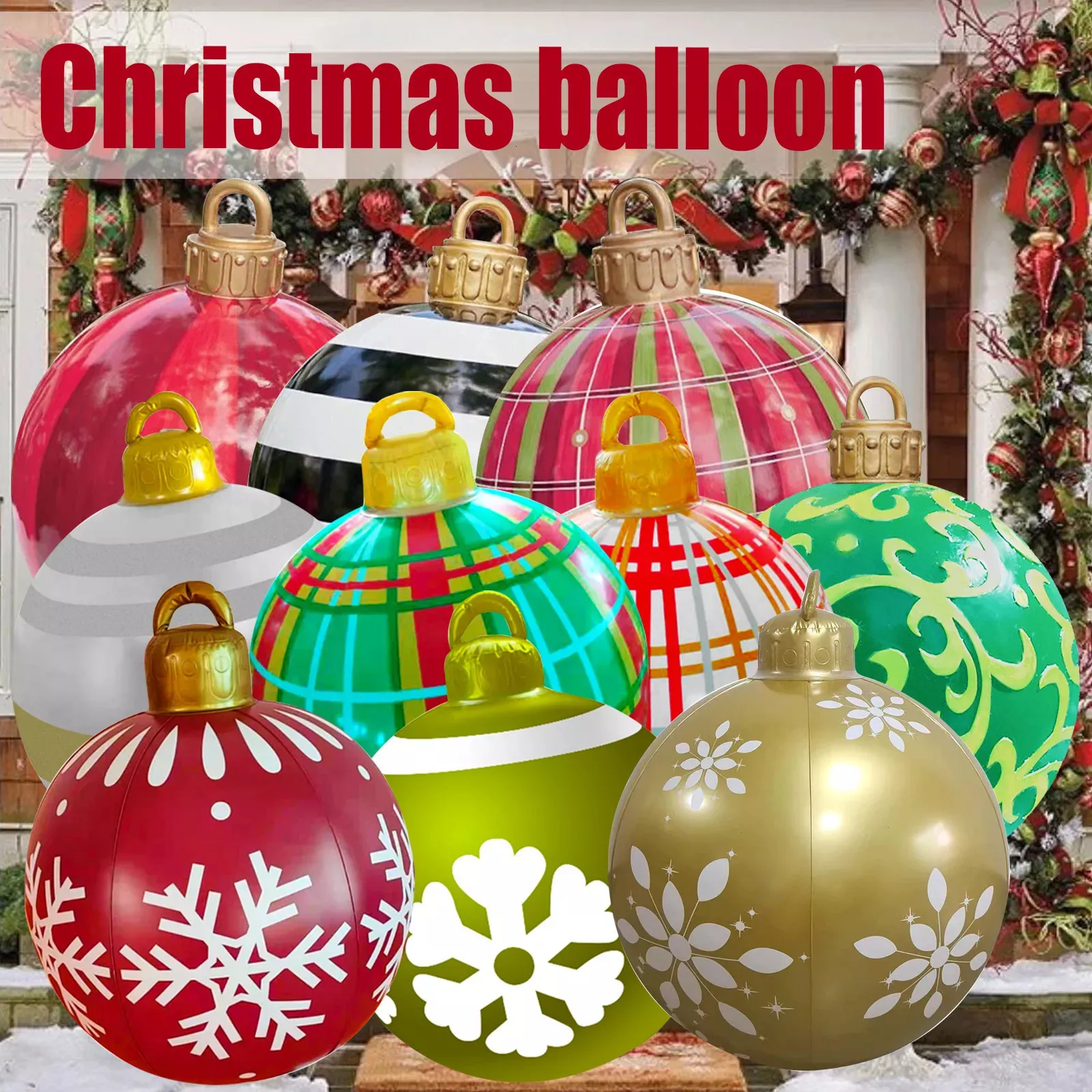 Palloncini per feste 60cm Decorazione per palline di Natale Giocattolo divertente Atmosfera all'aperto Giocattoli gonfiabili per la casa Palloncino per regali di Natale Navida 230620