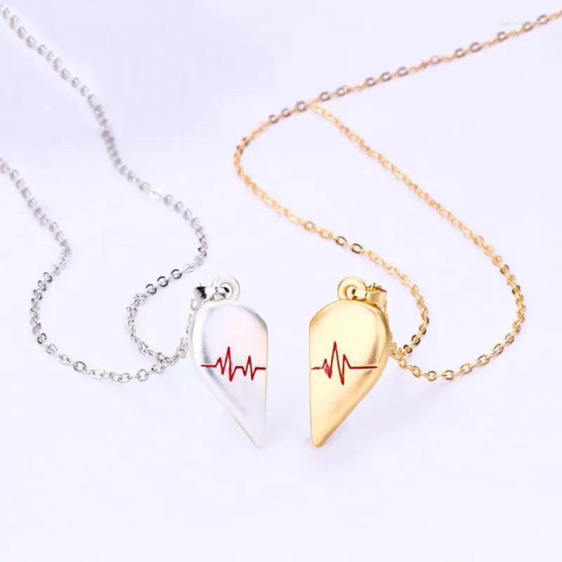 Pendant Necklaces Electric Couple Magnetic Prevent Color Fading Adopting Electroplating Oil Dripping Process Small Design Clavicle Chain