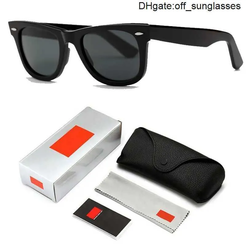 Wayfarer Ray Sunglasses 남성 여성 아세테이트 프레임 크기 52mm 54mm 유리 렌즈 남성 Gafas de Sol Mujer와 함께 태양 안경 금지 Z7EI