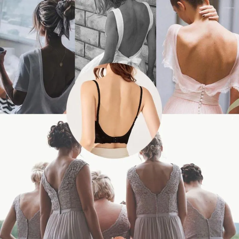 Backless Bra Invisible Bralette Lace Wedding Bras Low Back Underwear Push Up  Brassiere Women Seamless Lingerie Sexy Corset Npo