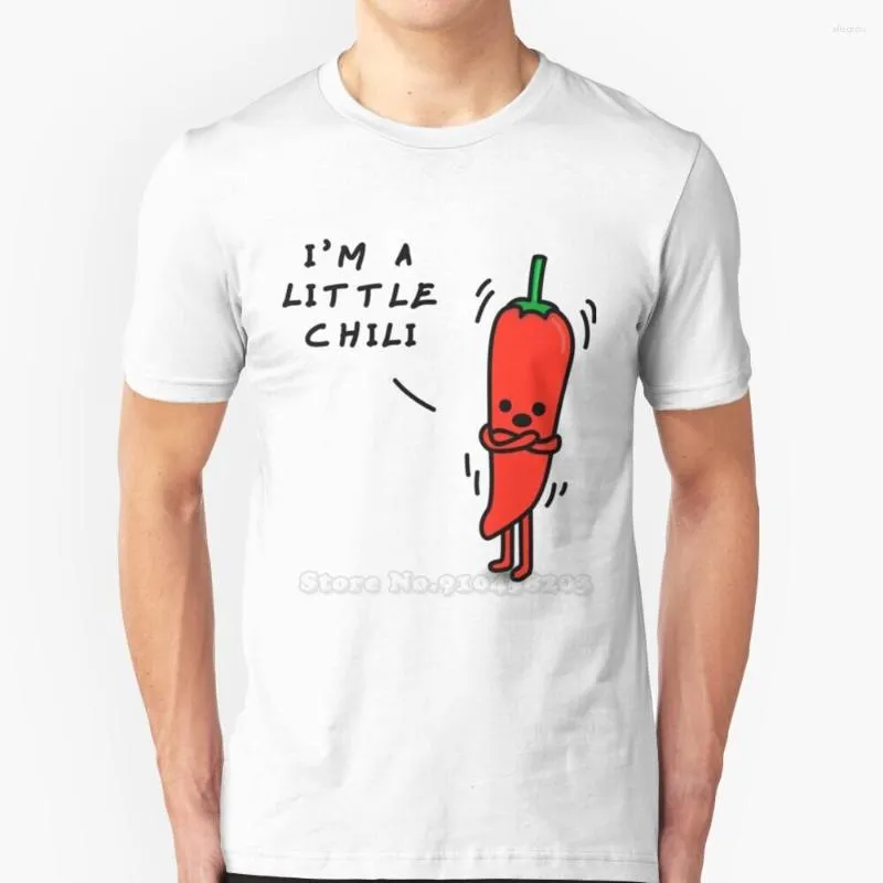 Herr t-skjortor jag är en liten chili skjorta rund krage kort ärm t-shirts pun games ord ord puns rolig paprika text