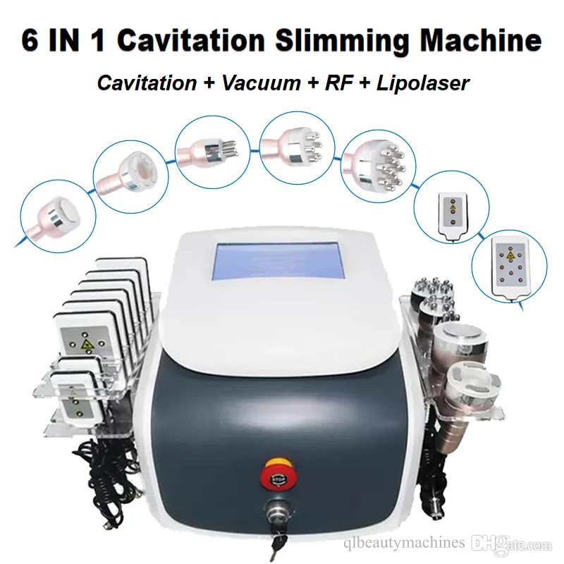 Professional Lipo Cavitation Slimming Equipment 650nm Lipolaser Weight Loss RF Body Facial Rejuvenation Treatment 6 IN 1 Portable Beauty Machine