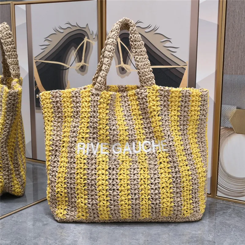 デザイナーラグジュアリーハンドバッグRive Gauche Imitation Grass Crochet Soft Tote Bag Noe Rive Gauche Ladies Bags