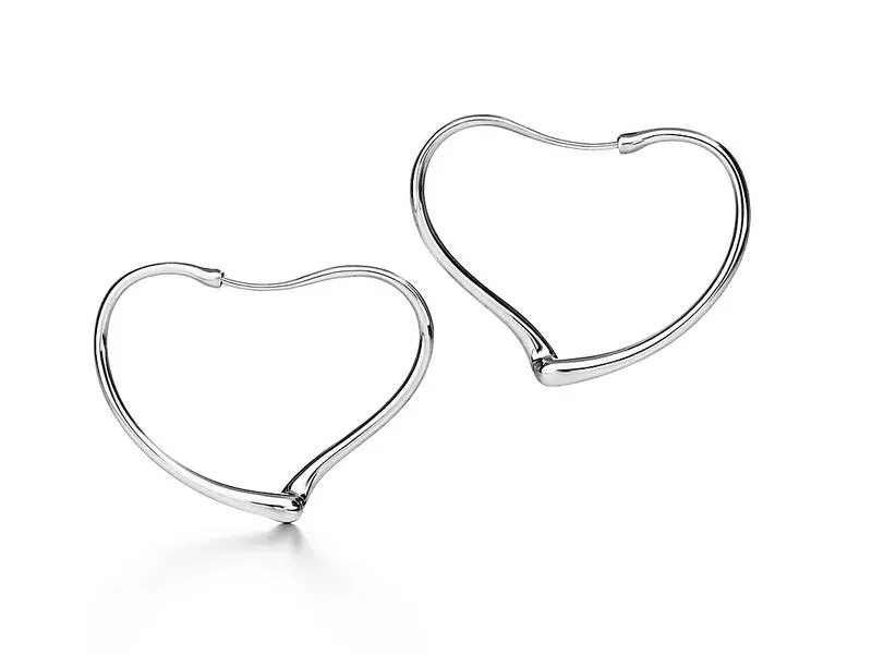 3A Boucles D'oreilles Créoles Coeur Ouvert En Argent Collection Iconique Pour Femme Avec Dustbag Box Fendave 09-28