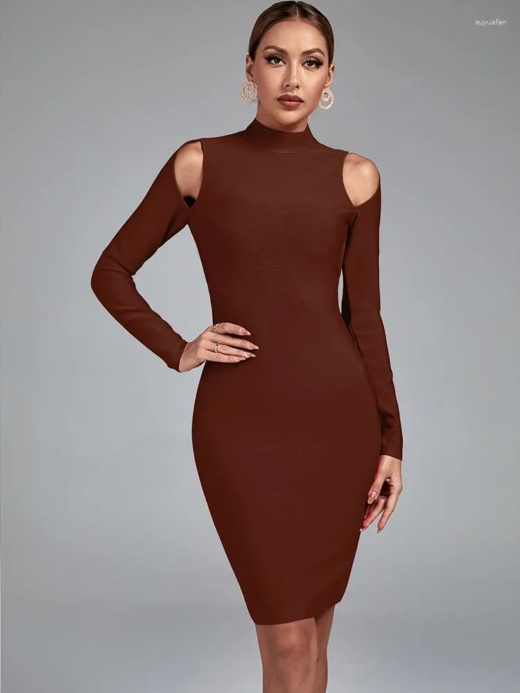 Abiti casual Abito fasciatura manica lunga Donna Bodycon Evening Party Elegante Sexy Backless Midi Birthday Club Abiti 2023 Autunno Inverno