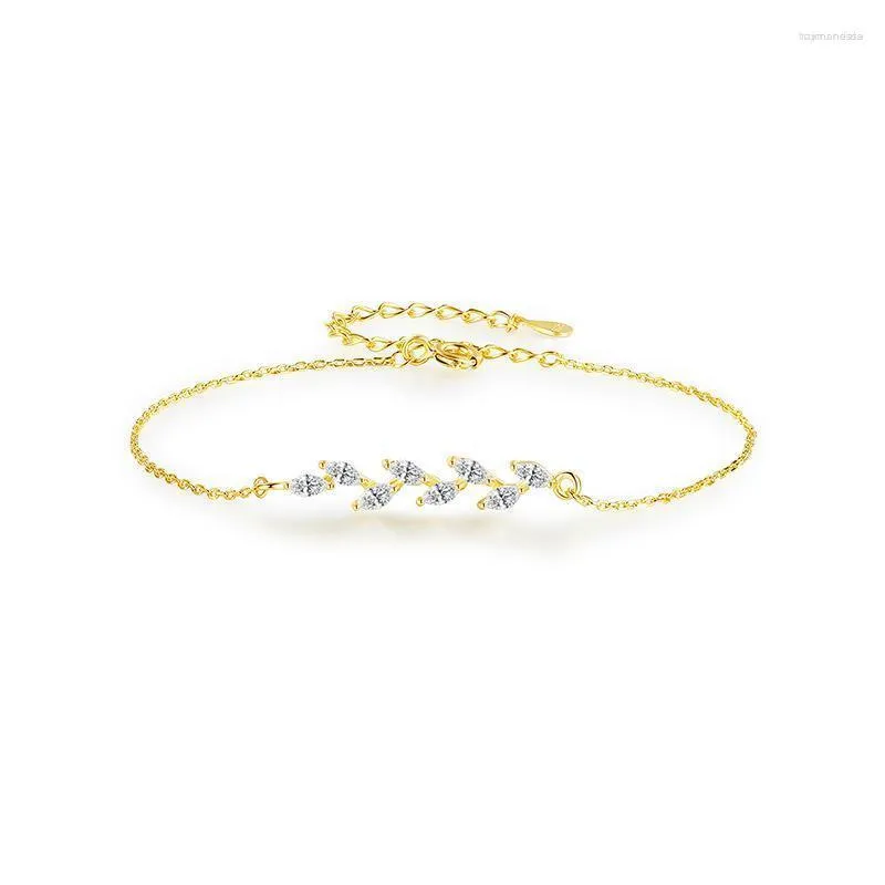 Lien Bracelets Chaîne S925 Bracelet En Argent Sterling Créatif Branche D'Olivier Électrolytique 18K Or Véritable Zircon Dames Bijoux Raym22