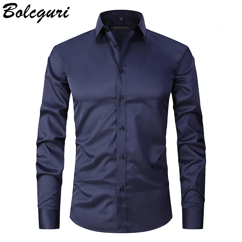 Men's Dress Shirts Anti-Wrinkle No-Ironing Elasticity Slim Fit Men Dress Casual Long Sleeve Shirt White Black Blue Red Male Social Formal Shirts 230620