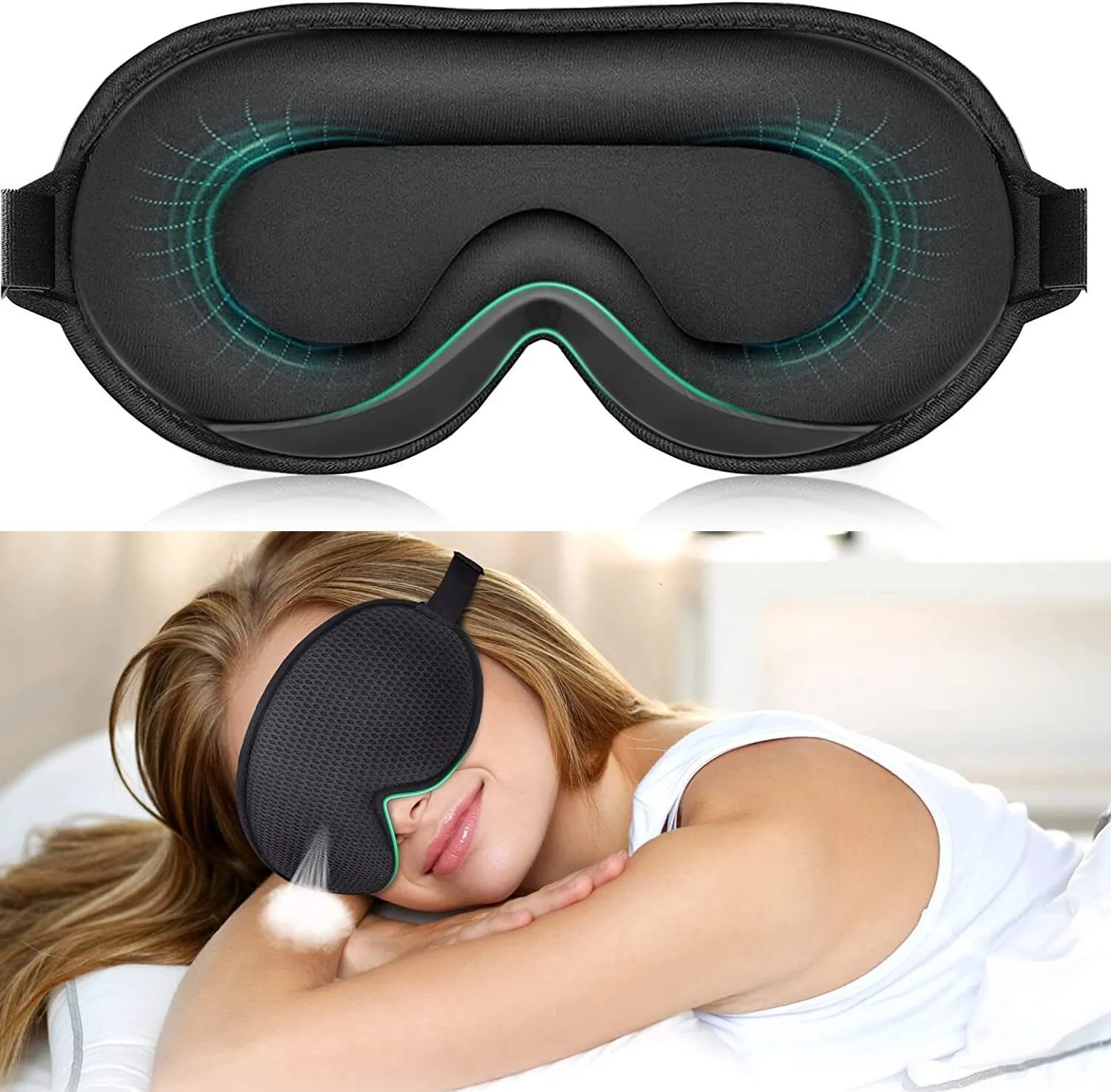 Uyku Maskeleri 3D Uyku Maskesi Uyku Göz Maskesi% 100 Işıklar Erkekler için Blockout Kadınlar Soğuk Spor Kumaş Göz Kapağı Seyahat/Nap/Gece Uyku 230620