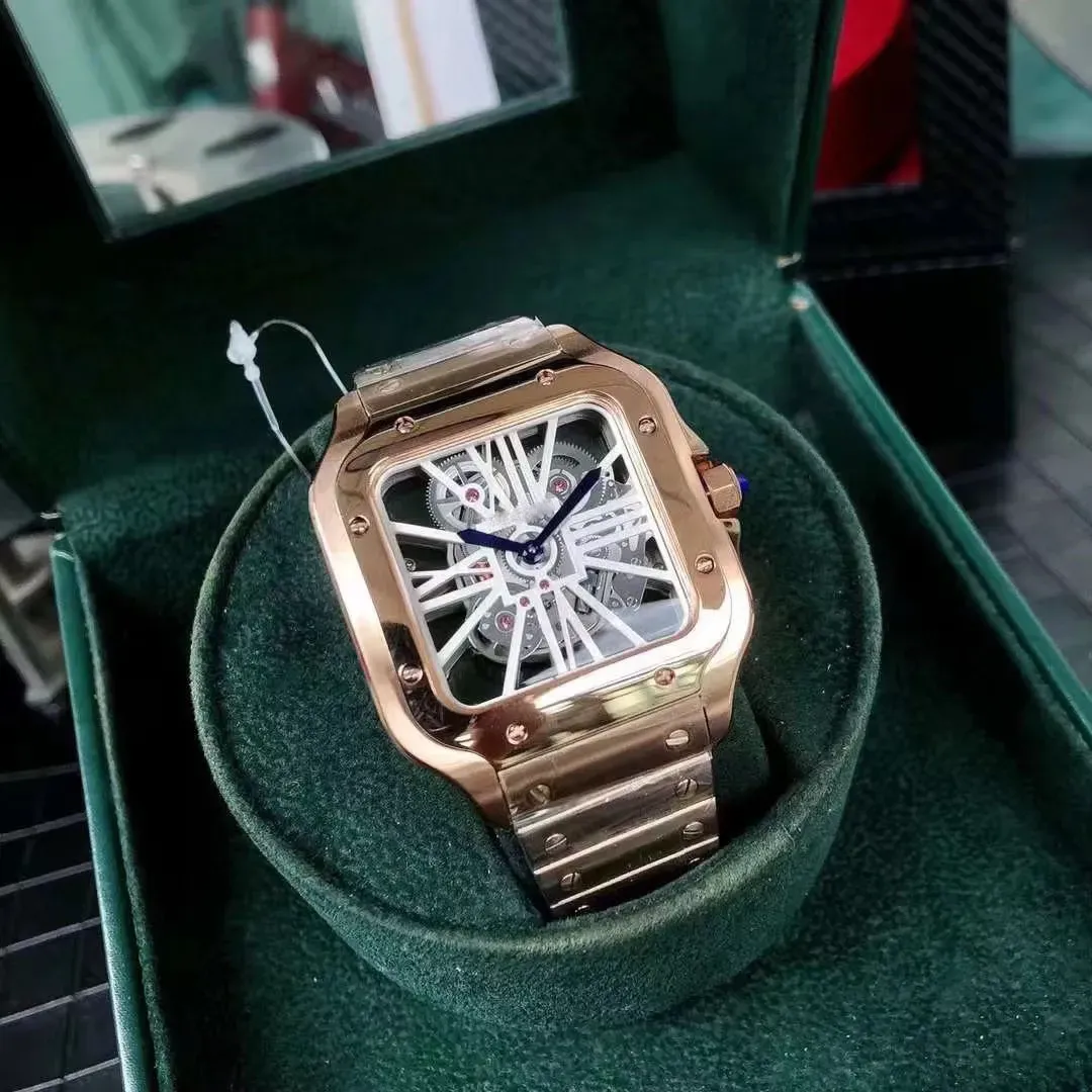 Mens skeleton watch metal strap cheap