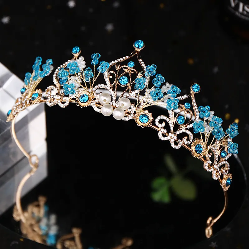 Bridal Tiaras: Elegant Womens Wedding Crown With Blue 