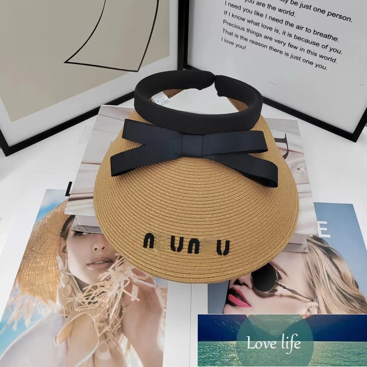 New Topless Hat Summer New with Wide Brim Headband Design Bow Show Face Small Visor Straw Hat