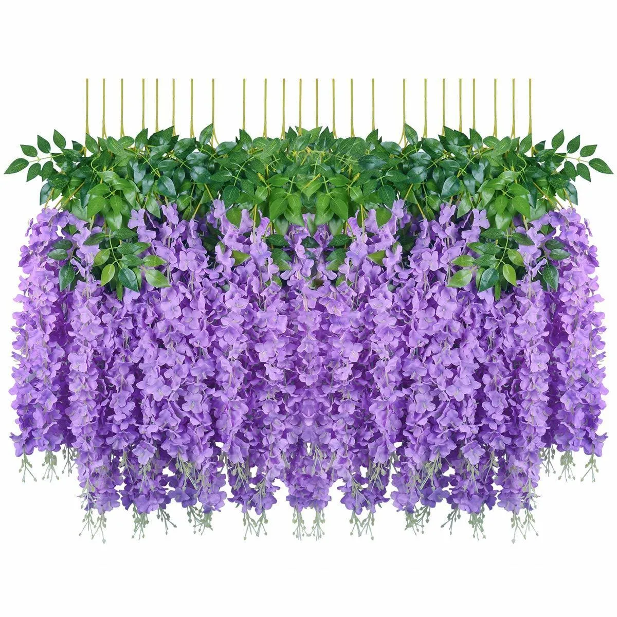 Çiziciler Potlar 1 PCS 43.3inch Yapay Wisteria Flower Fake İpek Dizeleri Düğün Merkezi Bahçe Duvar Dekorasyonu için Çelenk Asma 230621