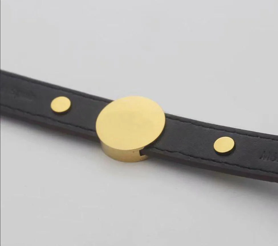 Mode homme dame femmes Bracelets porte-bonheur modèle conception gravé lettre métal Rivets Bracelet en cuir Bracelet bijoux_voghion.com
