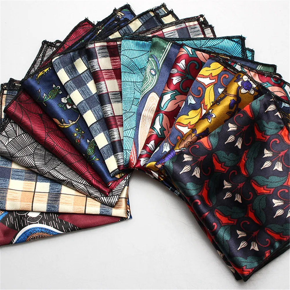 Pocket Square 10st/Lot Plaid Pocket Square For Men Suit Hank Red Paisley Cotton Handdukar Blue Print Hankies Bröllopstillbehör B196 230620