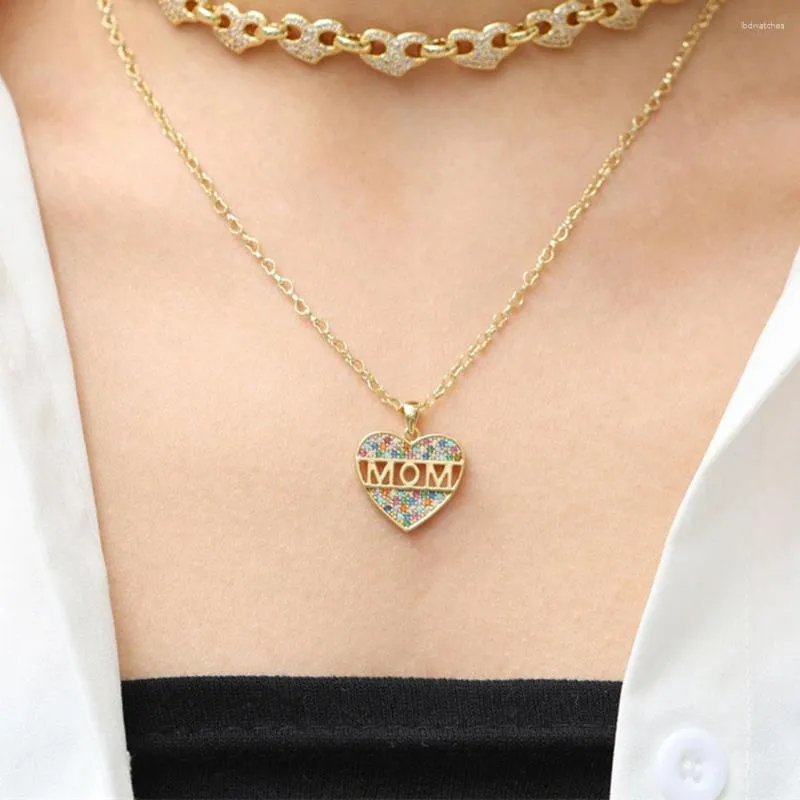 Pendentif colliers fête des mères maman lettre coeur pour mère mode cuivre cristal chaîne collier bijoux maman femmes cadeau