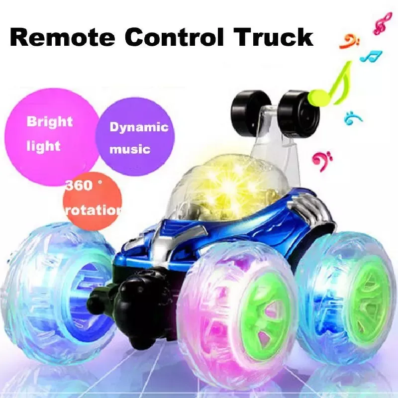 Yigowyigo 2 pezzi RC Collision Auto, Monopattino auto telecomandato Bambini 360° Drift Stunt Auto Scooter con luce LED e musica, camion da calcio