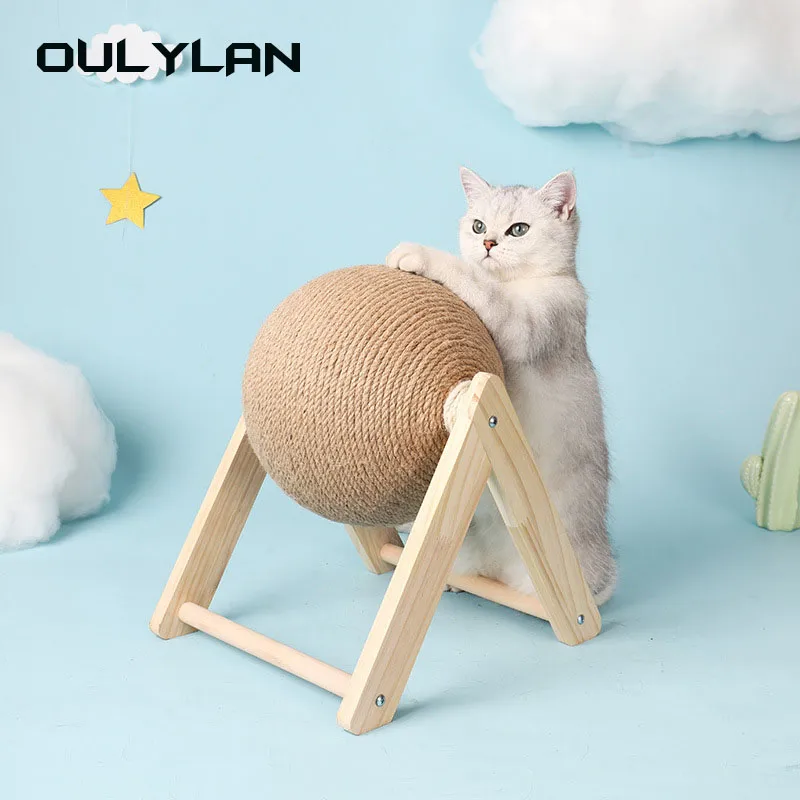 Oulylan Cat Scratching Ball Toy Kitten Sisal Rope Ball Board Grinding Paws Toys Cats Scratcher Wear Resistant Pet Supplies