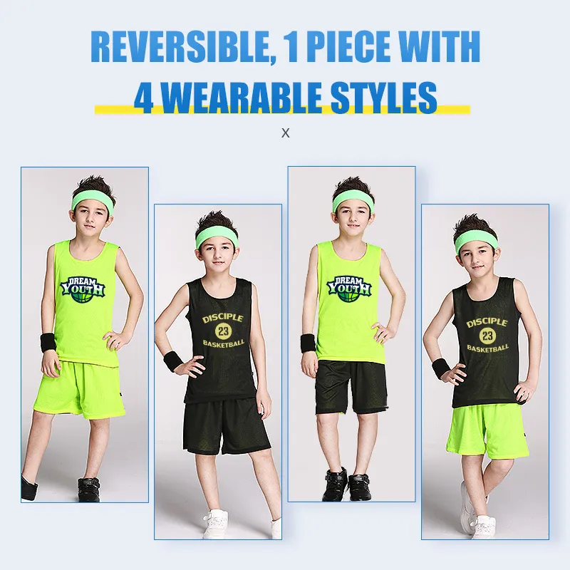 Custom Boys reversible Básquetbol Jersey Sets niños ropa de