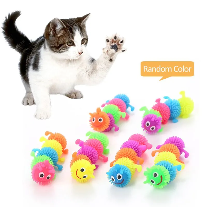 Fournitures pour animaux de compagnie drôle chat jouet Simulation chenille en caoutchouc chiot jouet à mâcher jouet pour animaux de compagnie chat molaire résistance aux morsures accessoires