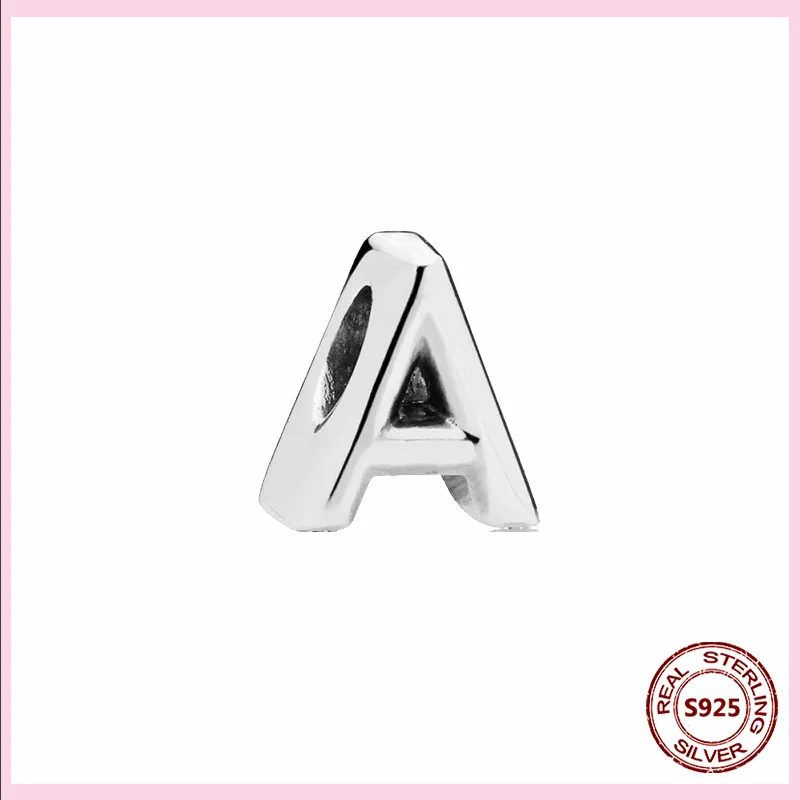 925 Silver Fit Pandora Charm 925 Bracelet Letter Initials A to Z Charms Alphabet charms set Pendant DIY Fine Beads Jewelry