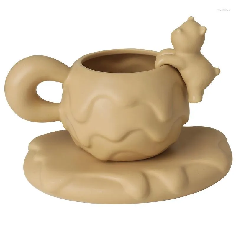 Mugs mignon ours tasse personnalité tasse à eau haute beauté céramique après-midi thé plat ensemble
