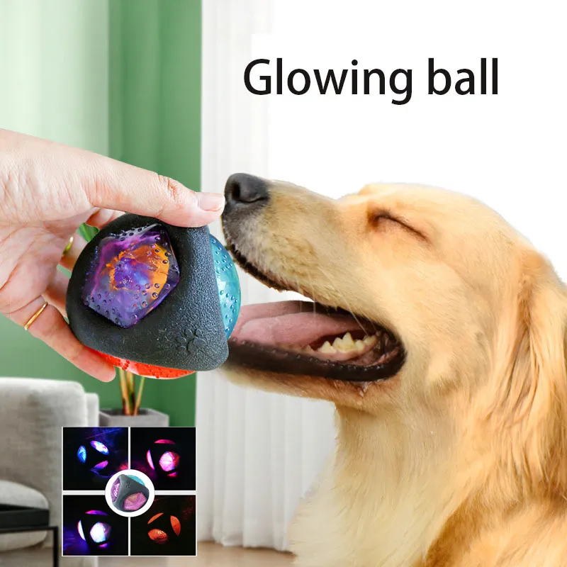 LED Dog Ball Interactive Toy Light Up Pet Ball för aggressiva tuggare Spela Pet Ball Toy Pet Supplies Kitten Cat träningsleksak