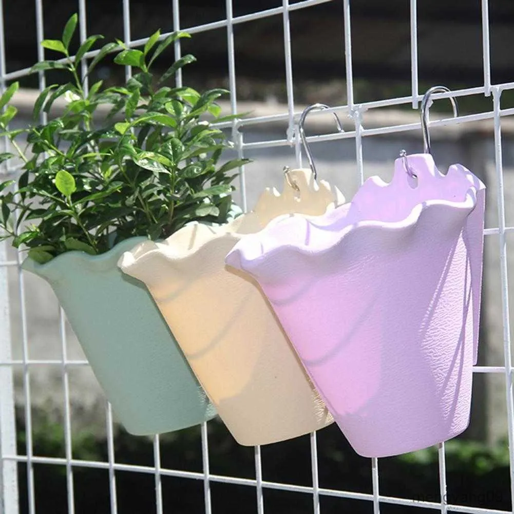 Ekiciler Potlar Flowerpot Nefes Alabilir Kenar Bitki Plastik Duvar Monte Bitki Pot Dekoratif Yeniden Kullanılabilir Flowerpot Açık R230621