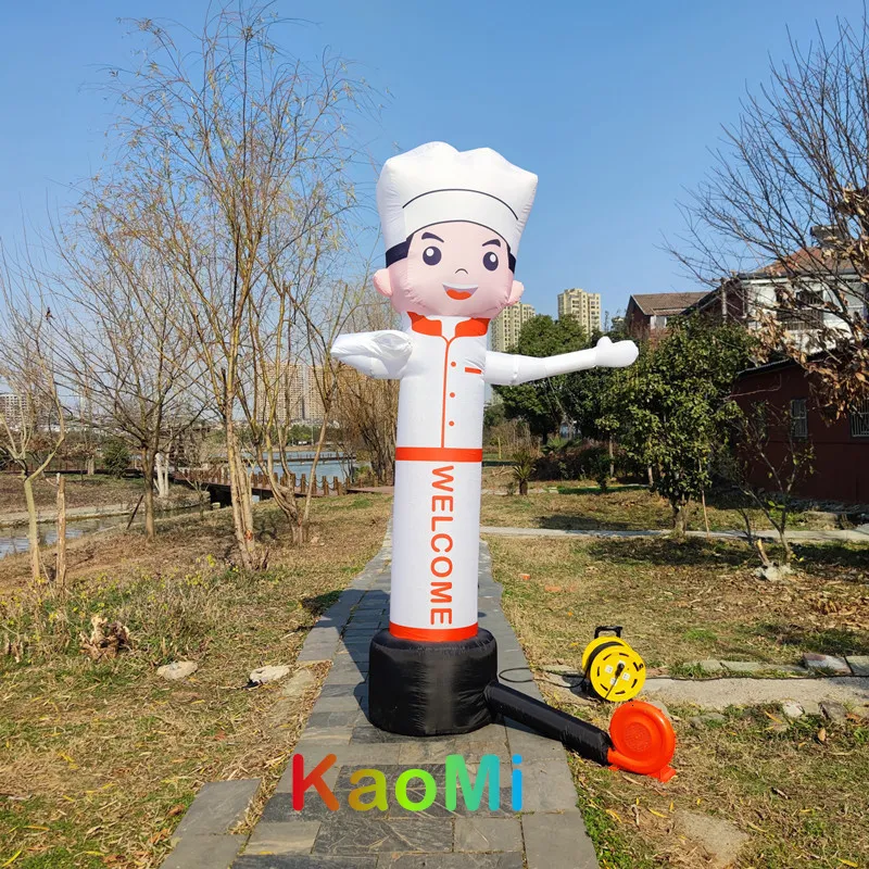 Party Balloons Cooking Man With Blower 4m Air Dancers Sky Inflatable Puppet Wind Flying Promotional Balloons Advertising Wave Hands 230620