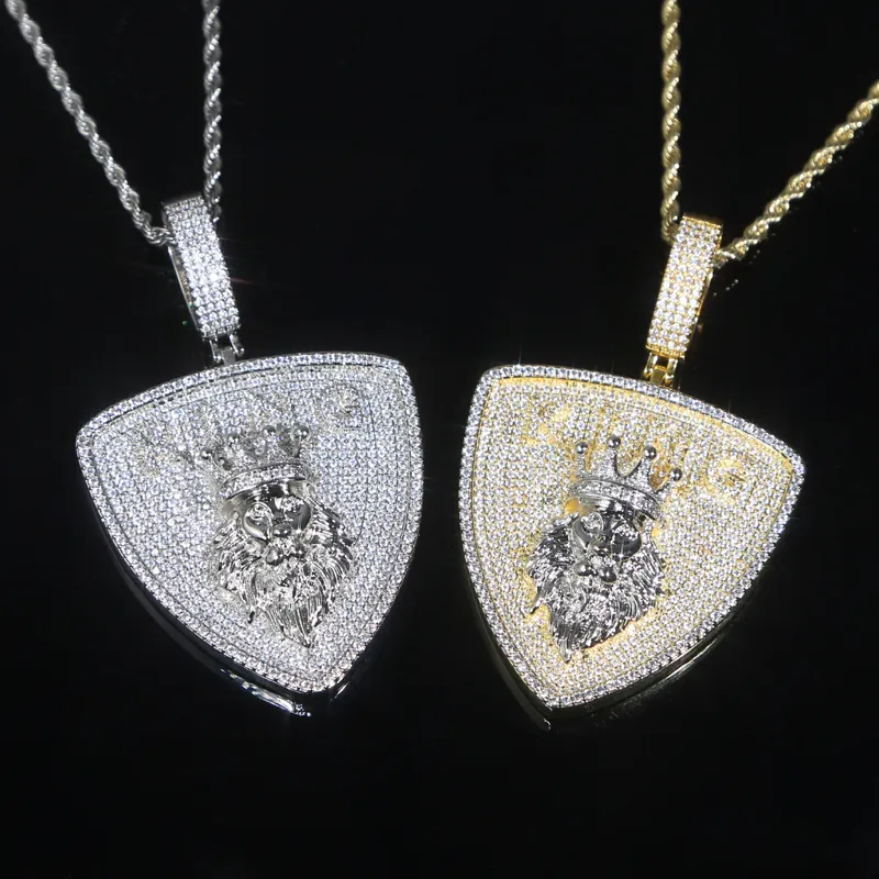 Nouveau bouclier forme pendentif collier pour hommes garçon 5A cubique Zircon plein pavé Hip Hop bijoux