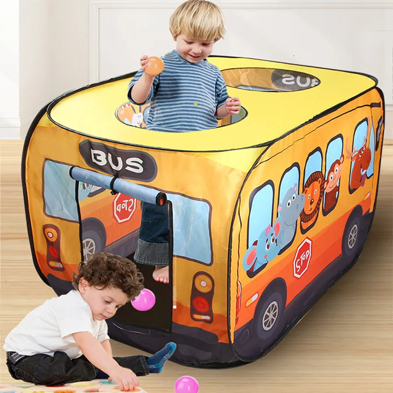 Jouet Tentes Jeu Maison Jouer Tente Bus Océan Voiture Pliable Pop Up Jouet Playhouse Enfants Jouet Garçon Filles Intérieur Maison Océan Boules Piscine Jouet Tente 230620