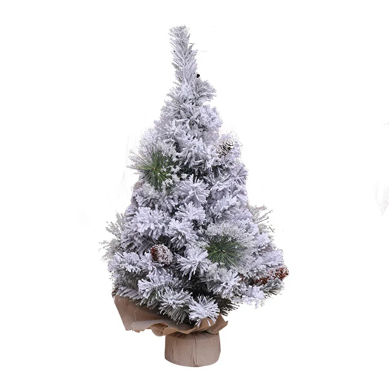 Christmas Tree Simulation Mini Cedar Tree Desktop Decoration Snowflake Falling Snow Flocking Tree Shopping Mall Christmas Decoration Supplies