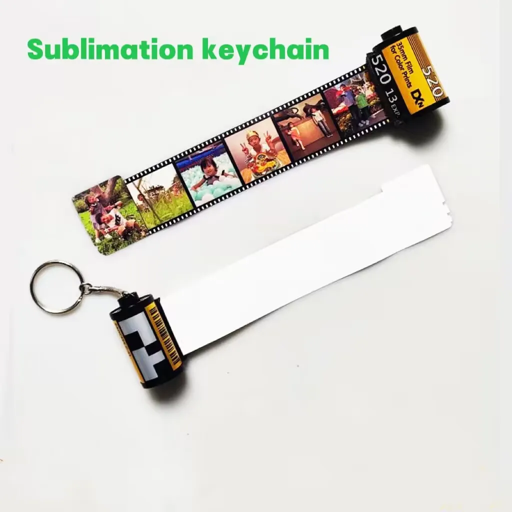 Sublimation Photo caméra rouleau porte-clés numérique Film rouleau porte-clés personnalisé Film Album porte-clés bricolage porte-clés