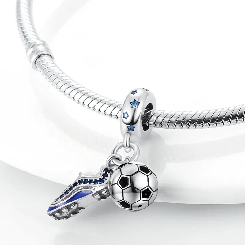 925 Silver Fit Pandora Charm 925 Bracelet Baseball Football Volleyball Charms Yoga Barbell Sport Shoes Fitness charms set Pendant DIY Fine Beads Jewelry