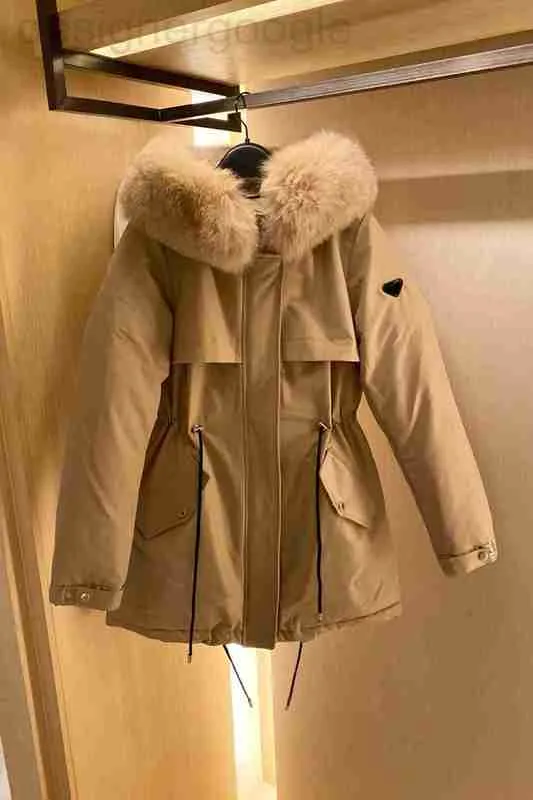 Vestes pour femmes designer 2020 veste d'hiver col en fourrure de renard longues Parkas femmes laine doublure solide grande taille à capuche coton rembourré épais