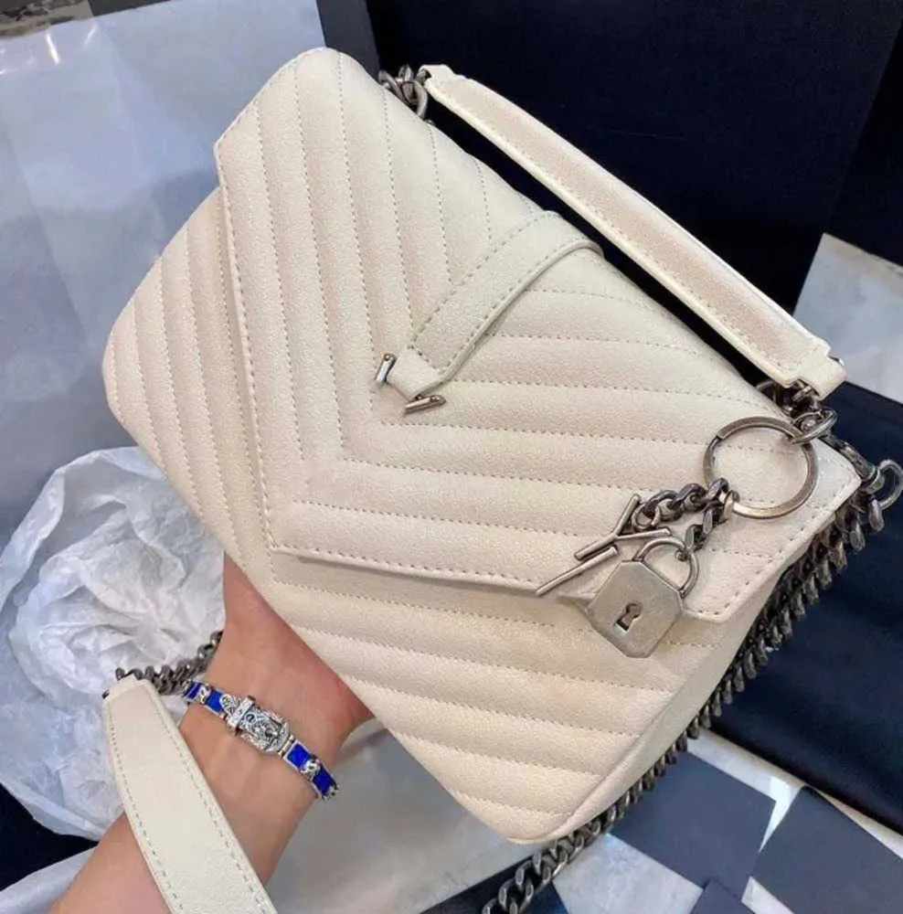 Schoudertas Nieuwe 5A Vrouwen Tas Luxe Handtas Merk LOULOU Y-Vormige Designer Naad Leer Dames Metalen Ketting Zwart Clamshell Messenger Eenvoudige stijl