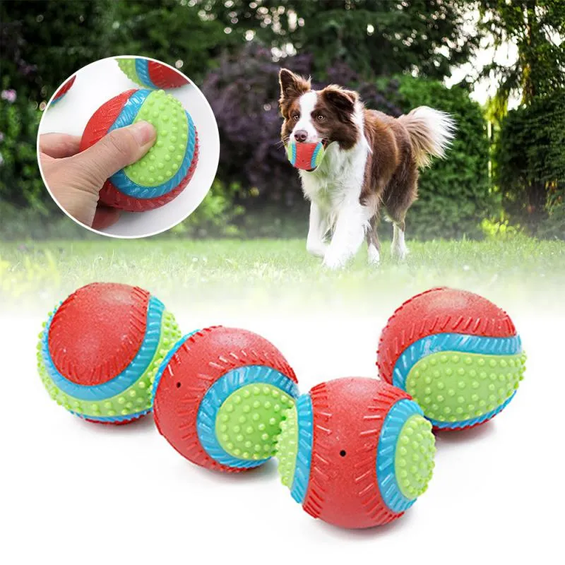 Palla di gomma giocattolo per cani da compagnia resistente al morso da 8 cm Palla elastica al gusto di manzo per impedire al cane di distruggere cose Fornitura di addestramento del cane