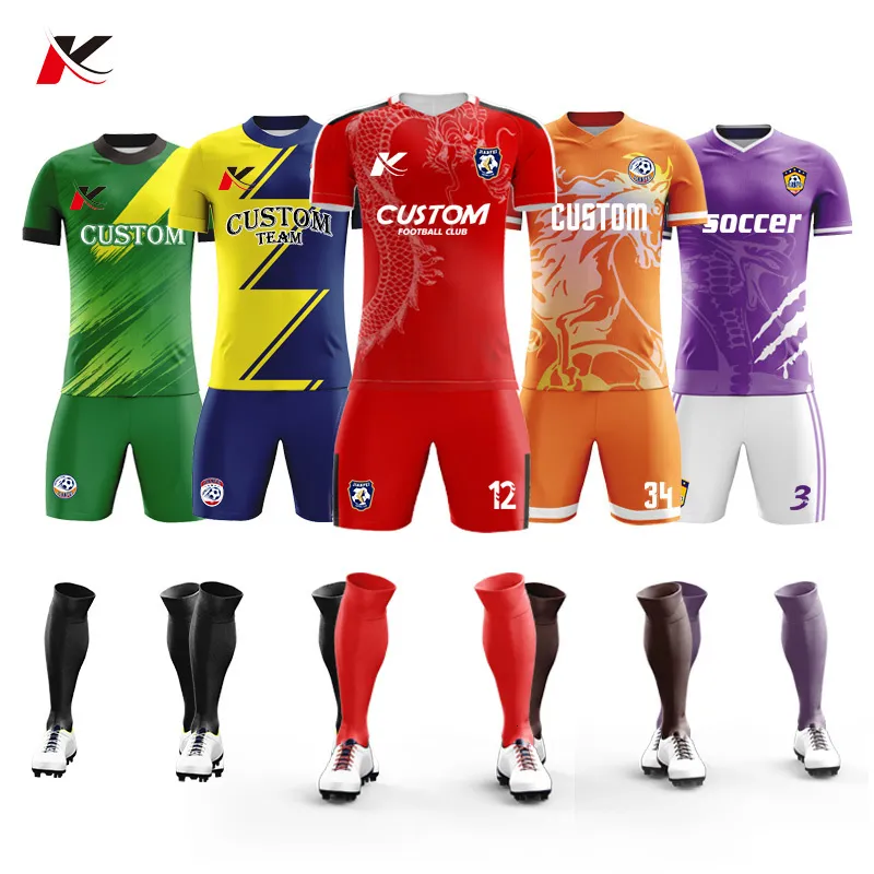 Andra sportvaror Anpassade sublimeringsfotbollströja sätter andas fotbollsuniform klubblag Soccer Jersey Set Training Soccer Uniforms for Men 230620