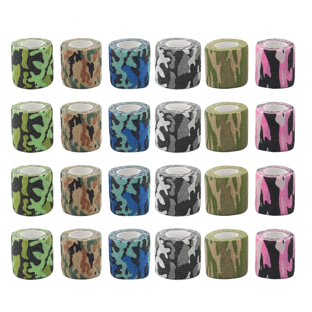 Tattoo Grips 24pcs Camouflage Tattoo Grip Bandage Couverture Élastique Wraps Bandes Non-tissé Auto-adhésif Doigt Protection pour Tattoo Machine Pen 230620