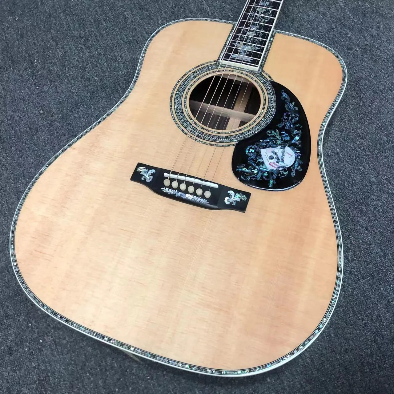 Custom Folk Acoustic Guitar 5A All Solid Rosewood Wood Dreadnought Super Deluxe Superior D100 Guitar Abalone Binding