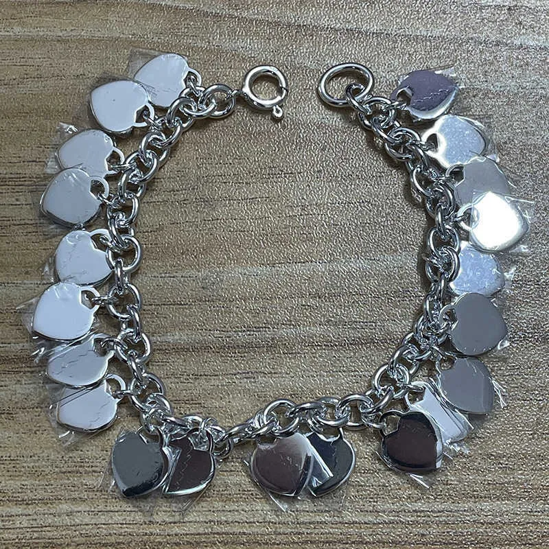 Bracciale TFF di design da donna a catena spessa, moda, lusso, fascino di alta qualità, ciondolo artigianale a forma di cuore