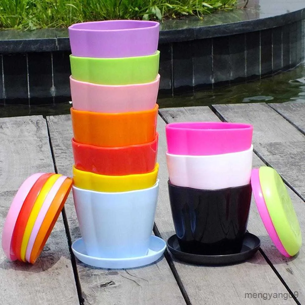 Fioriere Vasi Fiore Plastica Tinta unita Ampia apertura Forma di petalo Vaso per piante Fondo piatto Contenitore per fiori infrangibile Attrezzi da giardinaggio R230621