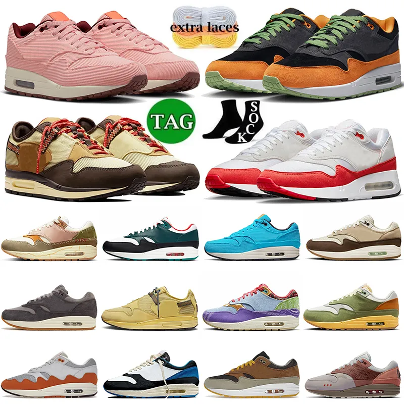 2021 Nike Air Max 1 Atacado Atmos 1 87 Sapatos ao ar livre Mens Womens Elephant Anniversary Royal Daisy Pack Triple Black Designer Sneaker 36-45